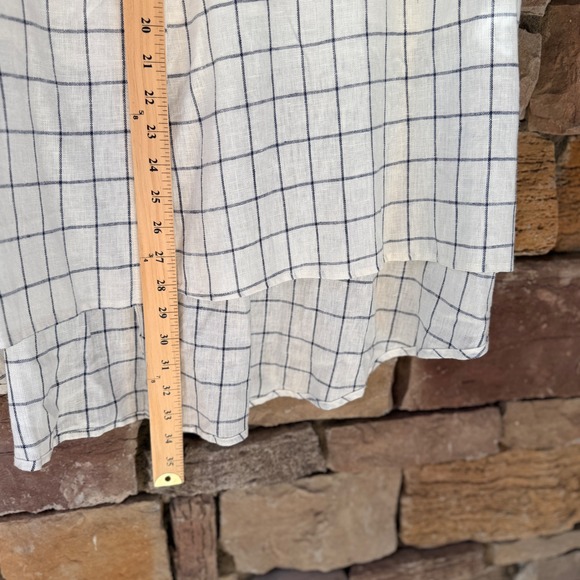 New SONOMA XL LINEN Pull On Button Up Lined White Navy Women's Hi Low Midi Skirt - Picture 12 of 12